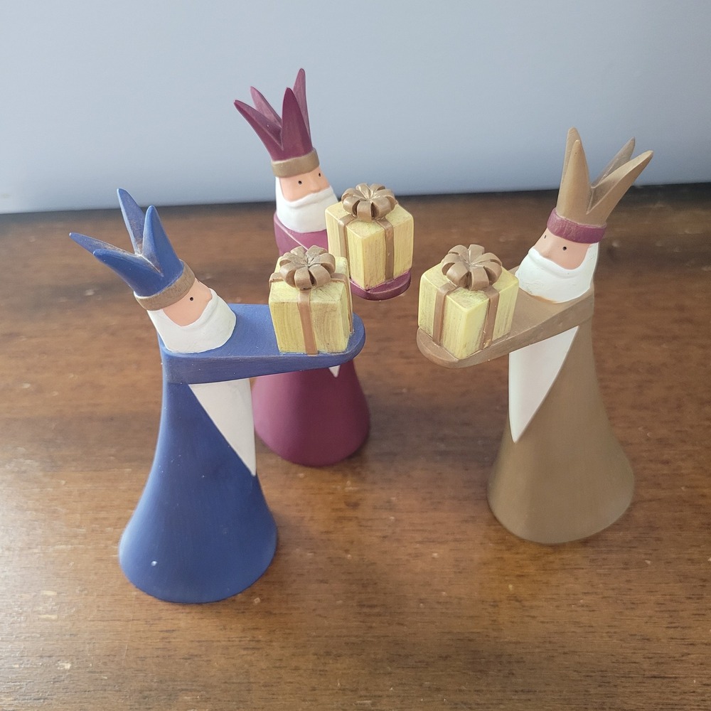 Demdaco Winter Carols Three Wise Men Nativity Set of 3‎ Kings with Gifts 2004